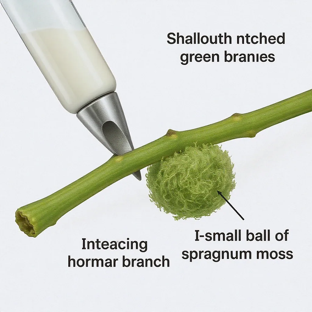 Diagram Of A Branch Cross-section With Rooting Hormone And Sphagnum