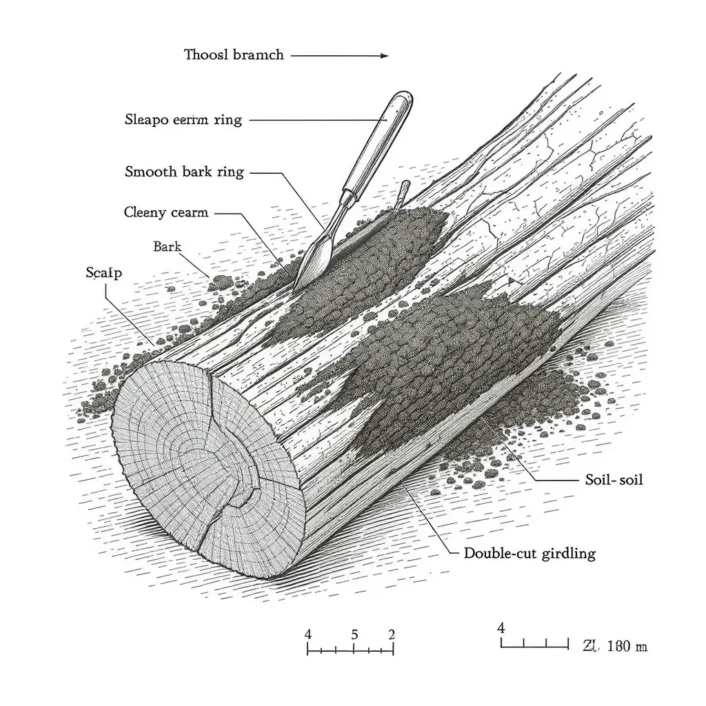 Diagram Of The Double-cut Girdling Method On A Thick Branch