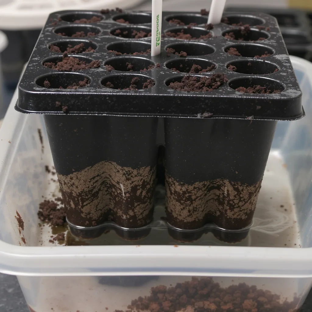 Close-up Side View Of A Seedling Plug Tray Sitting In