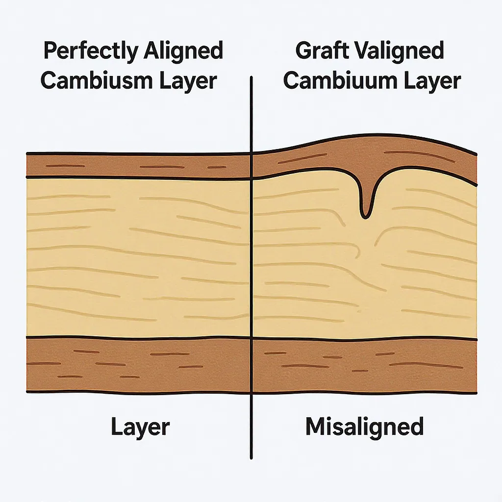 Diagram Comparing Aligned And Misaligned Graft Cambium Layers