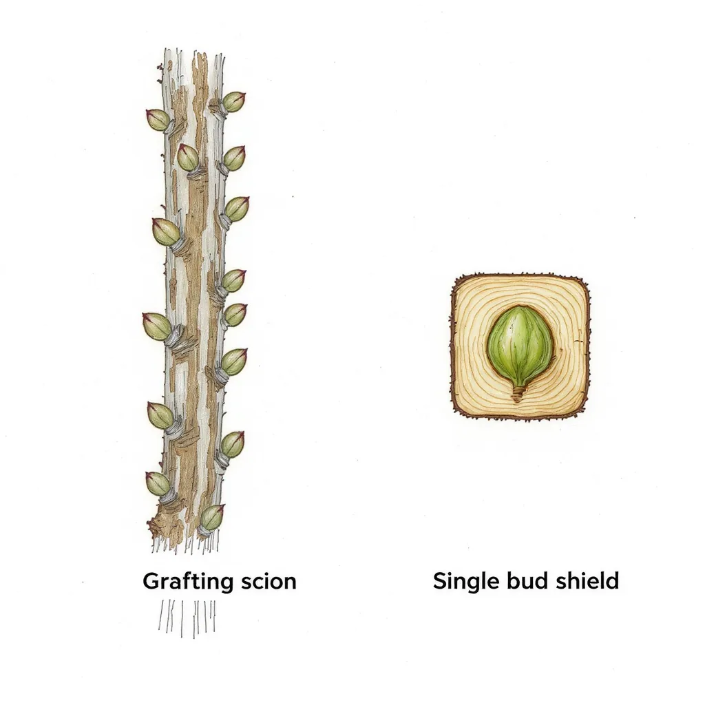 Side-by-side A Grafting Scion And Bud Shield