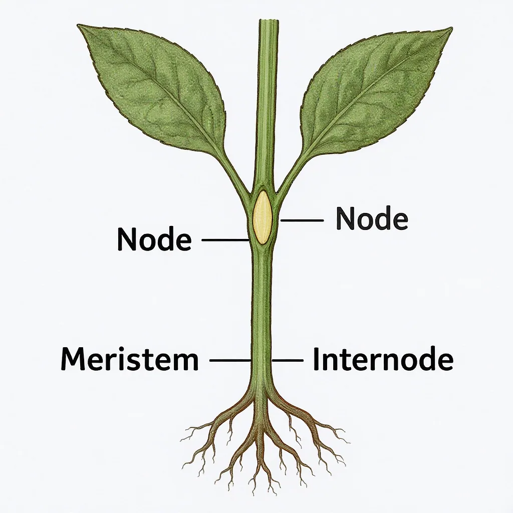 Diagram Of A Plant Stem Section Comparing Node And An