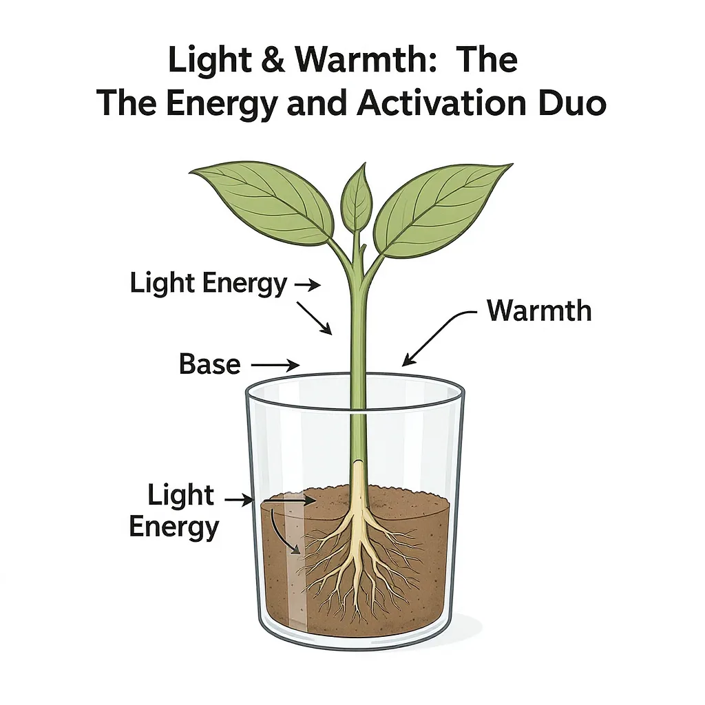 Diagram Of A Plant Cutting Showing Light Energy And Warmth