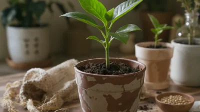 Plant propagation checklist showing healthy roots in water and new cuttings ready for potting.