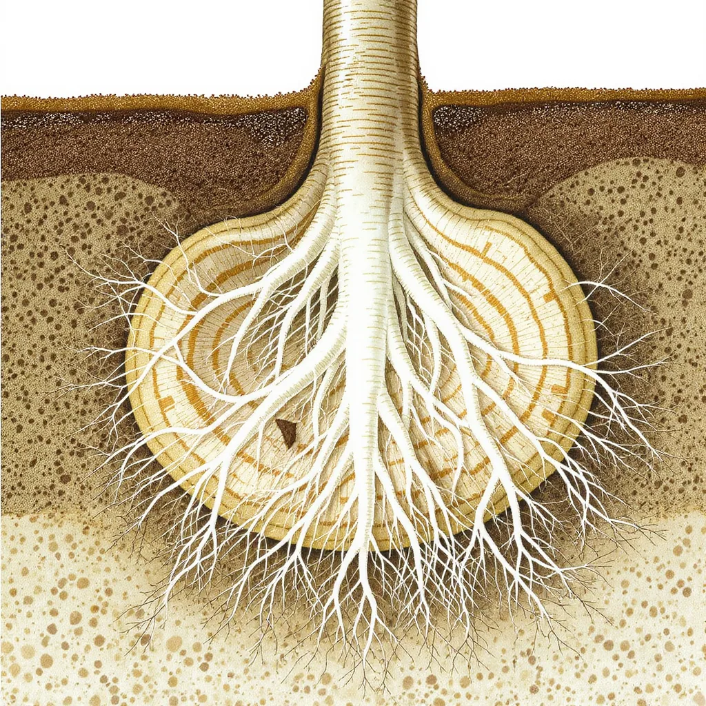 A Perennial Plant Root Ball Cross-section Showing Fibrous Roots Crown