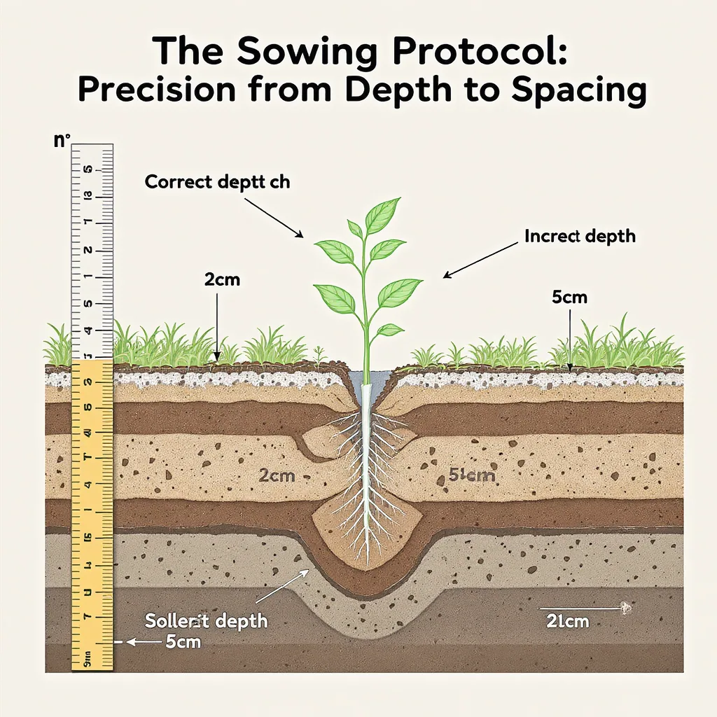 Diagram Comparing Correct Versus Incorrect Seed Planting Depth In Soil