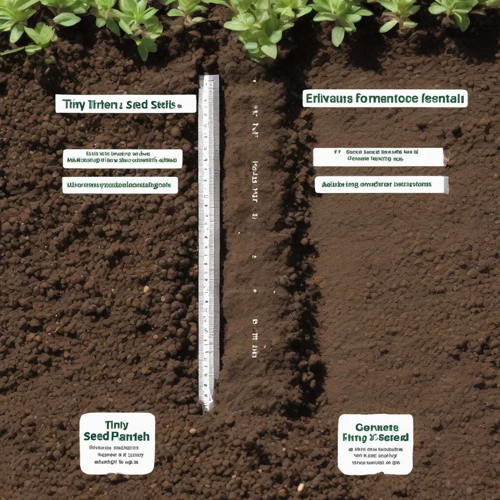 Tiny Medium And Large Seeds On Soil With A Ruler