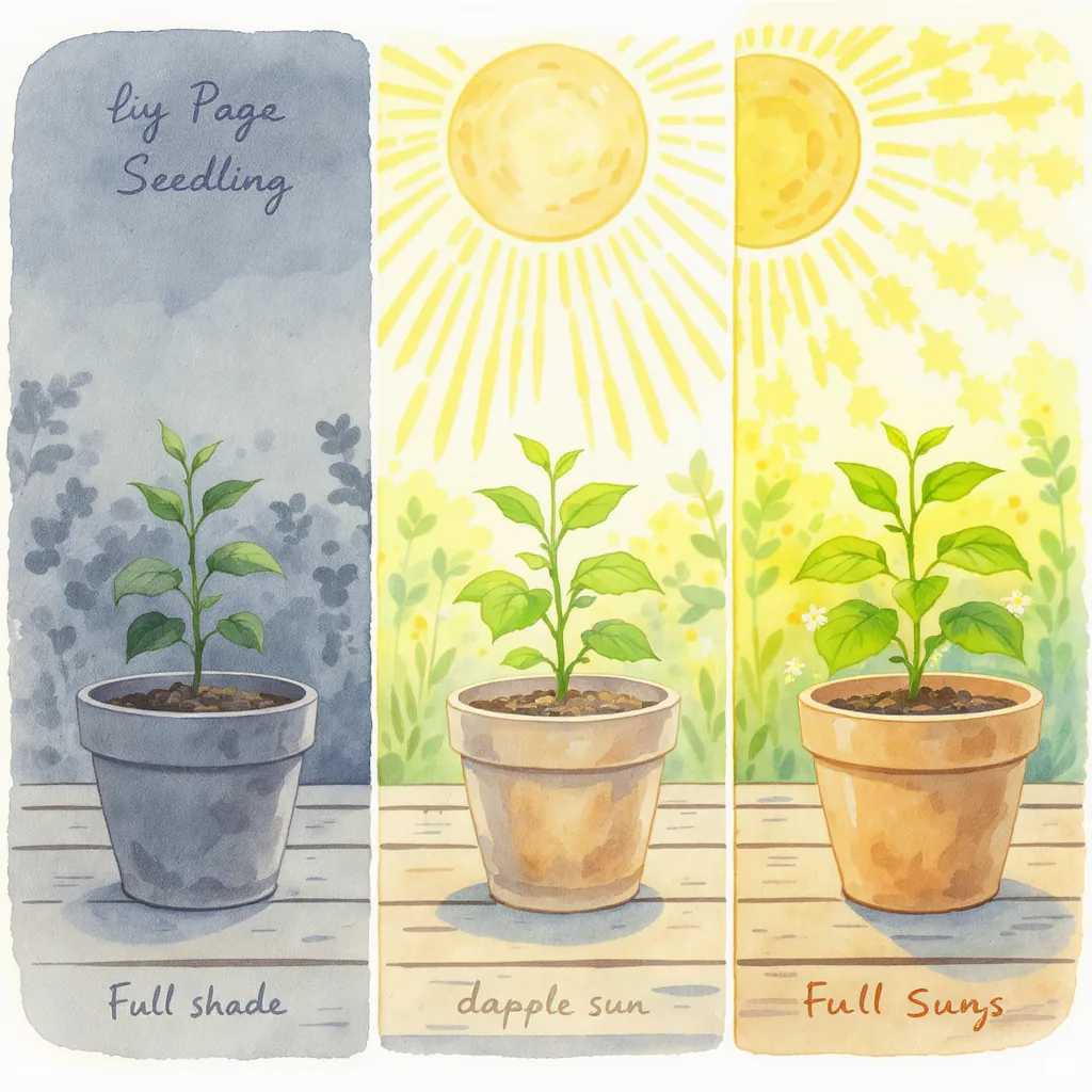 Side-by-side A Seedling On Patio Table Moving From Shade To