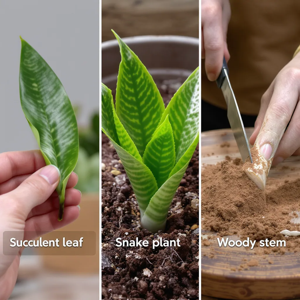 Side-by-side Comparison Of Succulent Leaf Callusing Snake Plant Section And