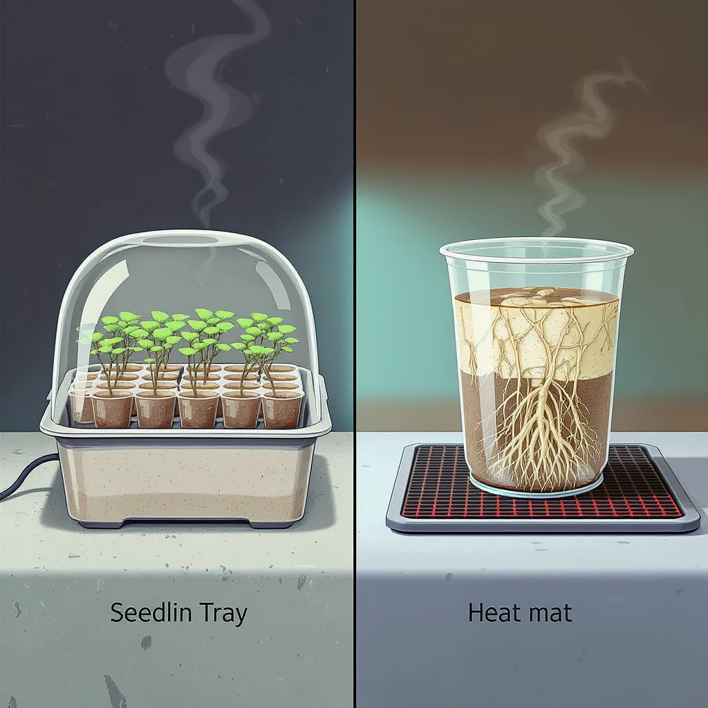 Side-by-side Illustration Comparing Seedling Propagation With A Cold Humidity Dome