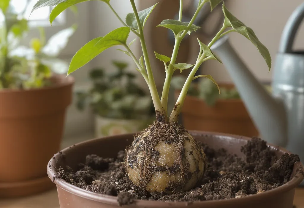 Healthy plant cuttings in moist soil with a spray bottle, showing how to prevent rot and promote rooting.