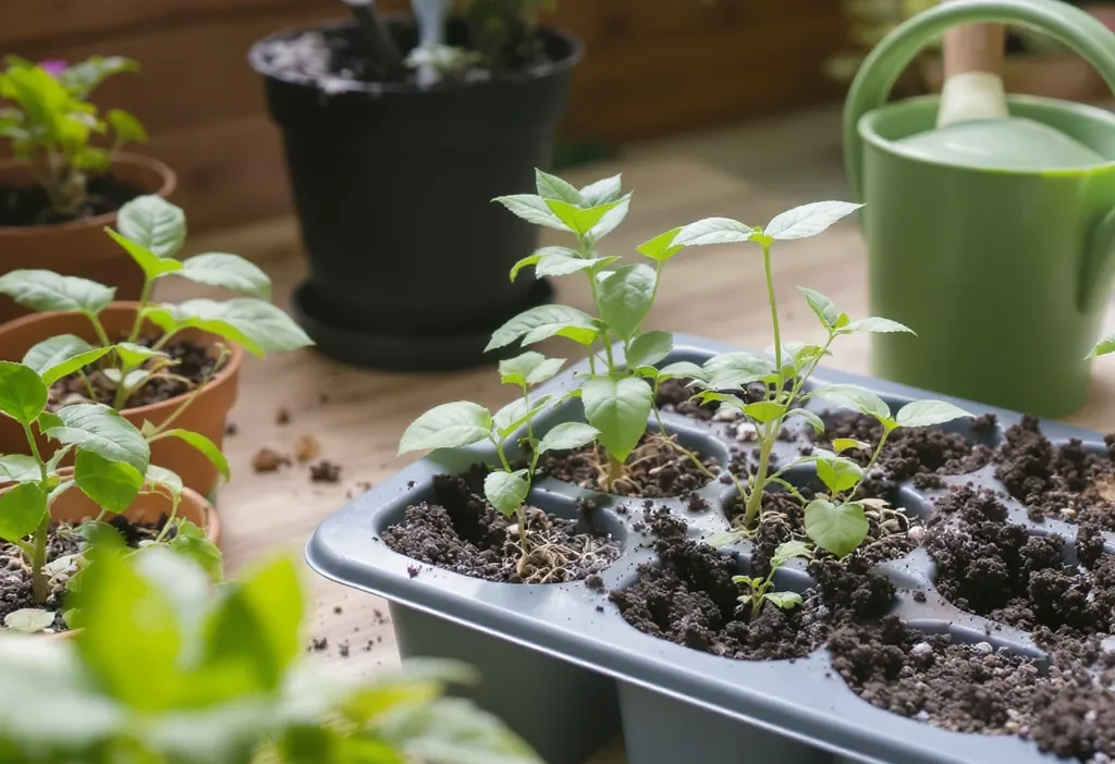 Beginner plant propagation showing healthy stem cuttings in water versus failed attempts with root rot