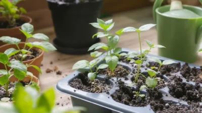 Beginner plant propagation showing healthy stem cuttings in water versus failed attempts with root rot